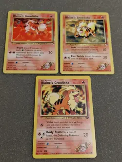 Pokemon Blaine's Growlithe - 3 Card Lot - Gym Challenge, Gym Heroes - LP - Image 1