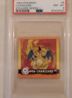 1999 1st Gen PSA 8 NM-MINT Charizard # 06 Artbox Stickers Series 1 Pokemon Card - Image 1