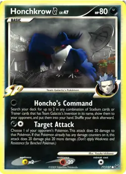 Pokemon TCG Honchkrow G 77/127 Common Platinum VLP - Image 1