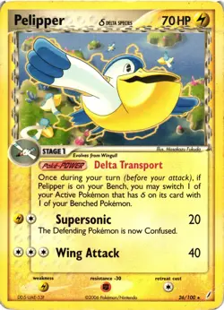 Pokemon TCG Pelipper Delta Species 26/100 Crystal Guardians DMG - Image 1