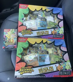 Pokemon TCG Ascended Heroes 1 Booster Box & 2 First Partners Pin Collection Lot - Image 1