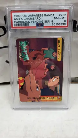 1999 JAPANESE ASH & CHARIZARD BANDAI CARDDASS VENDING POKEMON PSA 8 NM-MT #262 - Image 2
