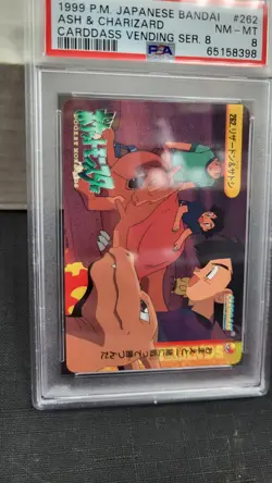1999 JAPANESE ASH & CHARIZARD BANDAI CARDDASS VENDING POKEMON PSA 8 NM-MT #262 - Image 4