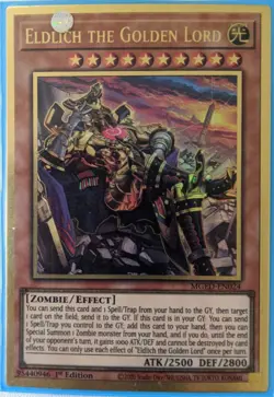 YuGiOh Eldlich the Golden Lord Gold Rare 1st Edition MGED-EN024 Alternate Art - Image 1