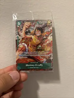 Monkey.D.Luffy P-135 Winner Stamp OP16 Pre-Release Event Promo Card Sealed - Image 1