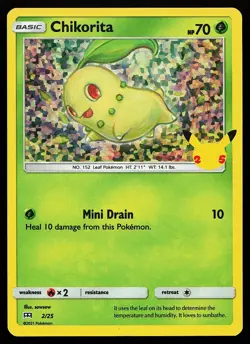 Chikorita 002/025 Holo McDonald's 25th Anniversary Promo Pokemon Card - Image 1