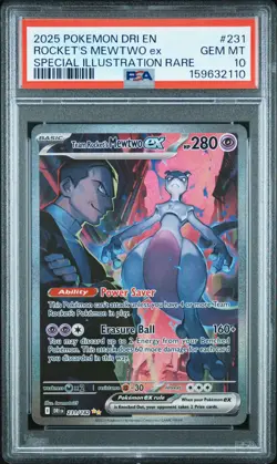 2025 POKEMON DRI EN-DESTINED RIVALS #231 TEAM ROCKET'S MEWTWO EX PSA 10 - Image 1
