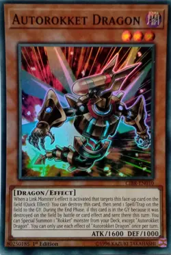 CIBR-EN010 AUTOROKKET DRAGON SUPER RARE 1ST EDITION YuGiOh CARD - Image 1