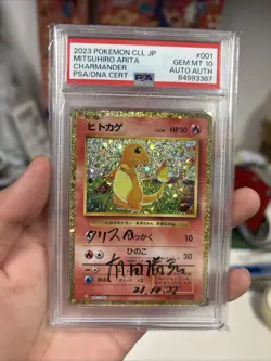 Japanese Pokemon Card charmander 001/032 Signed mitsuhiro Arita Psa 10 Auth - Image 1