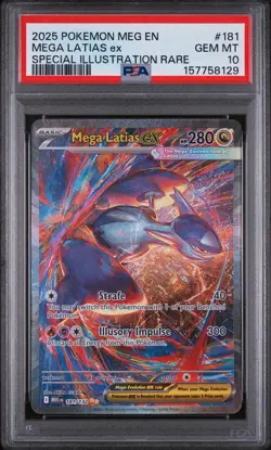 Mega Latias EX 181/132 PSA 10 ME01 EN Special Illustration Rare SIR Pokemon - Image 1