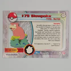 1999 Topps Pokemon TV Animation Series 1 Slowpoke #79 Blue Logo Non Holo - Image 2