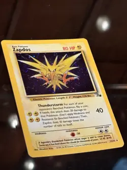 Zapdos Holo Rare Fossil 15/62 Pokemon Card - WOTC 1999 SWIRL - Image 3