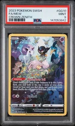 2023 POKEMON SWORD & SHIELD CROWN ZENITH #GG10 FULL ART/MEW PSA 9 - Image 1