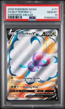 PSA 10 Gem Mint Butterfree V 177/189 Full Art Pokemon TCG 2020 SWSH - Image 1