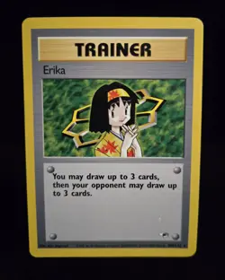 Pokemon TCG - ERIKA - 100/132 - RARE - UNLIMITED - GYM HEROES (2000) - WOTC - LP - Image 1