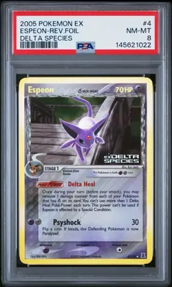 ESPEON REVERSE HOLO 4/113 DELTA SPECIES POKEMON PSA 8 - Image 1