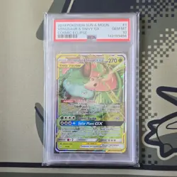 Pokemon TCG Holo Ultra Rare Venusaur & Snivy GX 1/236 Cosmic Eclipse PSA 10 - Image 1