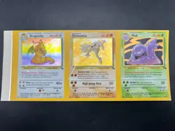 1999 Pokemon Fossil Holo Dragonite Hitmonlee Muk Partial Uncut Sheet - Image 1