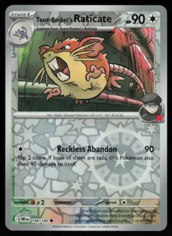 Team Rocket's Raticate 148/182 Common Destined Rivals Pokemon Reverse Holo NM - Image 1