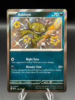 Sableye 184/091 Pokemon TCG: Scarlet & Violet Paldean Fates Shiny Rare Holo - Image 1