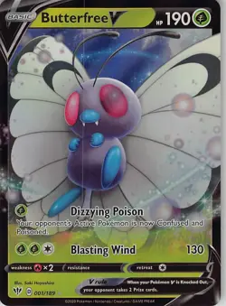Butterfree V 001/189 Holo V Rare Darkness Ablaze Pokemon Near Mint - Image 1