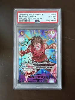 2025 One Piece PRB02 JP Monkey D. Luffy Alt Art PSA 10 GEM MINT #061 Special Alt - Image 1