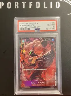 Roronoa Zoro OP01-025 PSA10 Alternate Art Parallel One Piece Card Game - Image 1