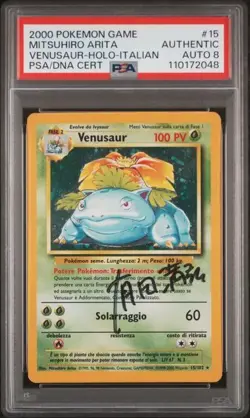 Pokemon PSA Venusaur #15 Base Set Auto 8 Mitsuhiro Arita 2000 Italiano - Image 2