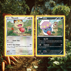 😈 Meowth & Inkay Art Connection | Mischief Pokemon Cards NM | Funny Duo - Image 1
