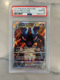 Pokemon TCG Lucario VSTAR SWSH #291 - Black Star Promo Crown Zenith ETB - PSA 10 - Image 1