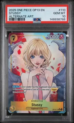 2025 ONE PIECE OP13-CARRYING ON HIS WILL ALTERNATE ART #110 STUSSY PSA 10 - Image 1