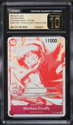 CGC Pristine 10 ENGLISH One Piece Monkey D Luffy ST10-006 3rd Anniv. Treasure - Image 1