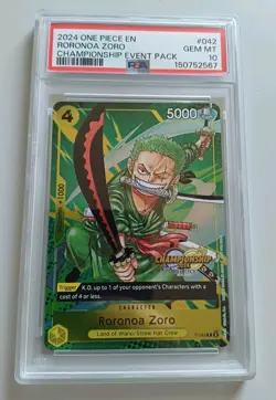 One Piece TCG Roronoa Zoro Championship Event Pack P-042 PSA 10 - Image 1