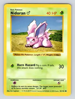 Pokemon TCG Nidoran Base Set 55/102 Regular Shadowless Common - Image 1