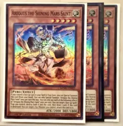 Yugioh! 3x Arequus the Shining Mars Saint MZMU-EN051 Super Rare 1st Ed NM - Image 1