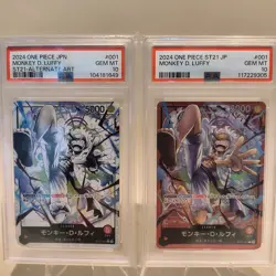ONE PIECE PSA10 Monkey D. Luffy ST21-001 & Alt Art ST21-001A Japanese GEM MINT - Image 1