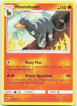 Houndoom 46/214 Rare Lost Thunder Pokemon LP - Image 1