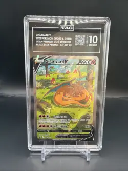 2022 POKEMON SWSH BLACK STAR PROMO #260 FULL ART/CHARIZARD V TAG 10 - Image 1