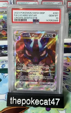 2023 POKEMON SWSH BLACK STAR PROMO #291 FA/LUCARIO VSTAR CROWN ZENITH ETB - Image 1