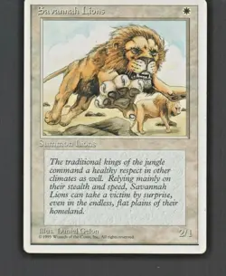 Savannah Lions 1995 Magic The Gathering 4th Edition LP/EX L5 - Image 1