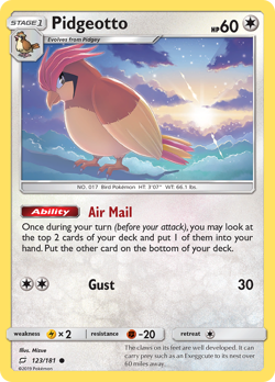 PIDGEOTTO 123/181 C TEAM UP POKEMON MP MIZUE - Image 4