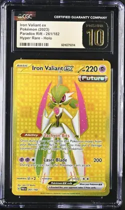 POKEMON CGC PRISTINE 10 GOLD IRON VALIANT EX 261/182 HYPER RARE PARADOX RIFT - Image 1