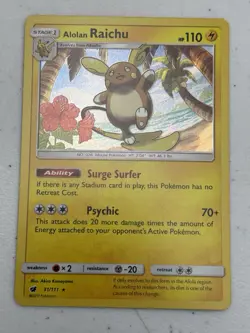 Pokemon Alolan Raichu Holo Rare SM - Crimson Invasion 31/111 NM - Image 1