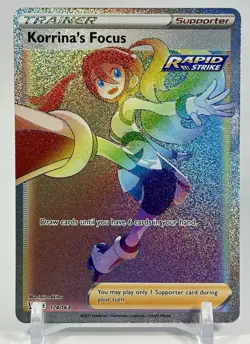 Pokemon 174/163 Korrinas Focus Secret Rare Battle Styles Rainbow Rare - Image 1