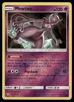 Pokemon Cards Mewtwo 75/214 Reverse Holo Unbroken Bonds Rare NM - Image 1