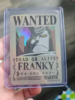 One Piece FRANKY Gold Holo Foil Wanted Poster Trading Card OP-WA-201-TJL-07 - Image 1
