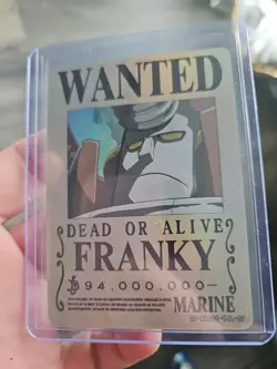 One Piece FRANKY Gold Holo Foil Wanted Poster Trading Card OP-WA-201-TJL-07 - Image 2