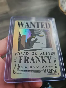 One Piece FRANKY Gold Holo Foil Wanted Poster Trading Card OP-WA-201-TJL-07 - Image 3