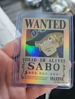 One Piece SABO Gold Holo Wanted Poster Trading Card OP-WA-201-TJL-10 - Image 1