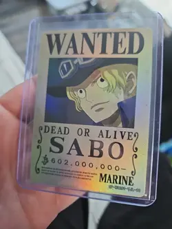 One Piece SABO Gold Holo Wanted Poster Trading Card OP-WA-201-TJL-10 - Image 2
